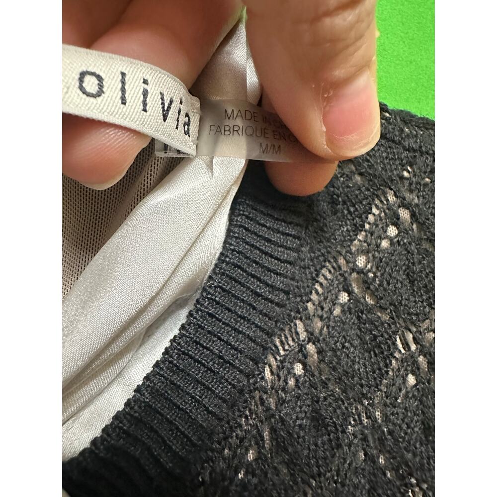 ALICE + OLIVIA Gin Pointelle Lace Wool Blend Mini Black Dress Size medium - Picture 11 of 16